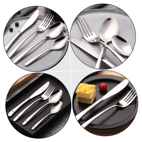 GLEAVI Stainless Steel Cutlery Set 3pcs Portable Fork Spoon Knife Tableware with Blue Carry Bag for Camping Picnic Outdoor Dining