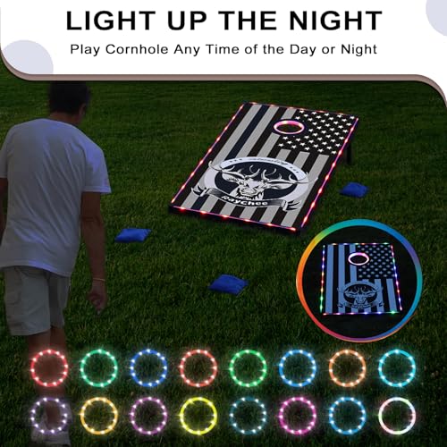 LED Cornhole Set, 3 x 2ft / 4 x2 ft Cornhole Board Game Set, Corn Hole Outdoor Game, Multi-Design with Light-Up Border, 8 Bean Bags, Carrying Case for Backyard, Beach, Lawn - color: Deer, size: 3'x2'