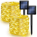 Dazzle Bright 2 Pack Solar String Lights Outdoor, Total 80FT 240LED Solar Powered Waterproof Fairy Lights 8 Modes, Silver Wire Lights (Warm White) - color: Warm White, size: 2 Pack