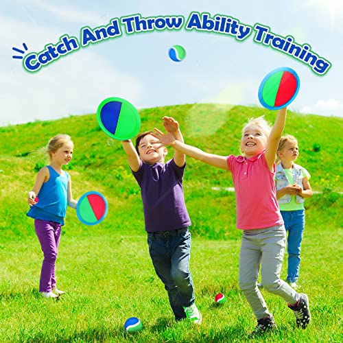 Charniol Kids Toys Toss and Catch Game Set Beach Game Outdoor Ball Sports Games Toss and Catch Ball Nylon Toys for Kids Adults(Blue Green, Pink Green,12 Paddles 6 Balls) - color: Blue Green, Pink Green