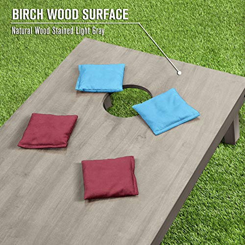 GoSports 4 ft x 2 ft Regulation Size Wooden Cornhole Boards Set - Includes Carrying Case and Bean Bags (Choose Your Colors) Over 100 Color Combinations - color: Burgundy & Light Blue