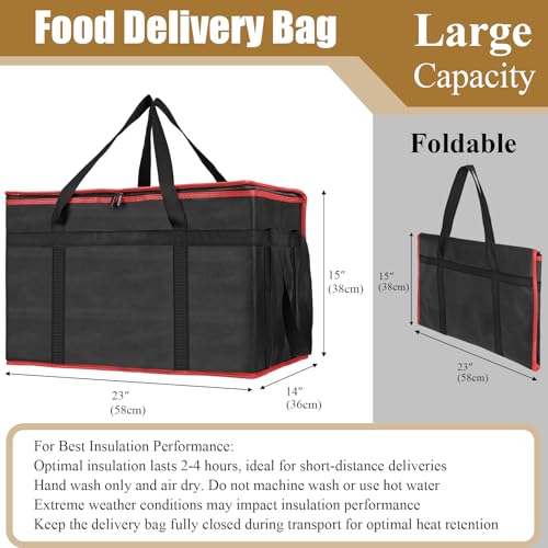 PEASUG Insulated Bags for Food Delivery, XXXL Pizza Delivery Bags, Large Capacity Cooler Bag Keep Food Warm for Grocery Shopping and Catering, Foldable, Heavy-Duty (Red) - color: Red-Black, size: XXX-Large