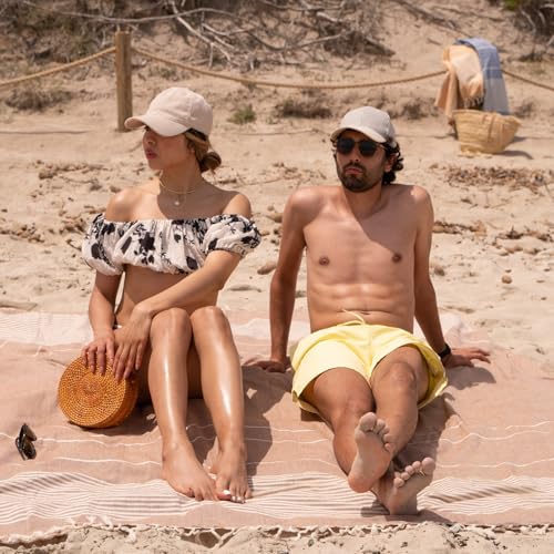 Extra Large Turkish Beach Towel Style – 100% Cotton, Sand-Free Comfort | Oversized Beach Towel – Sandproof Beach Blanket – Big Beach Mat - Outdoor Picnic Blanket (Brown, 83x94 in) - color: Brown