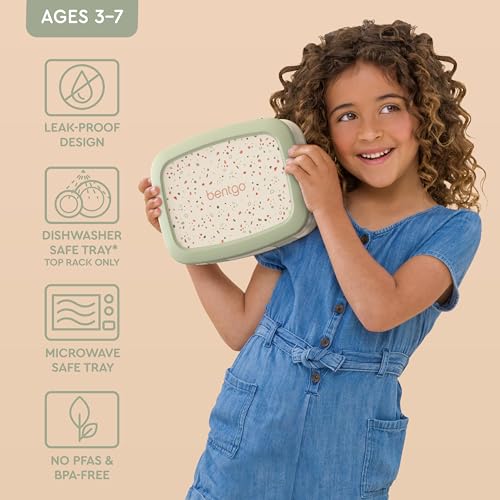 Bentgo Kids 5-Compartment Leak-Proof Bento-Style Lunch Box (Whimsy & Wonder Collection) - Ideal for Ages 3-7, Drop-Proof & Durable, Dishwasher Safe, & PFAS & BPA-Free Materials (Geo Speckle) - color: Geo Speckle