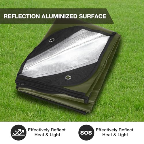 RedSwing 6 Pack Heavy Duty Waterproof Emergency Thermal Tarp, Insulated Survival Blanket for Outdoor Camping, Hiking, and Emergency Shelter, Green - color: Green 83''x59'',6 Packs
