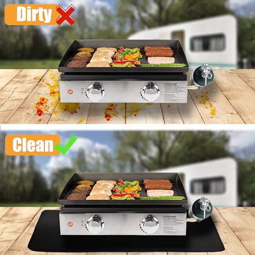 Heat Resistant Grill Mats for Outdoor Grill Compatible with Blackstone 17 & 22 Inch Griddle to Protect Your Prep Table and Outdoor Grill Table, Fire Proof & Water Proof & Oil Proof BBQ Mat - color: Black, size: 24x31x0.02in