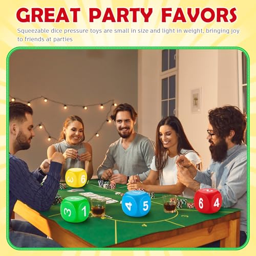 Zomiboo 4 Pcs Jumbo 4 Inch Foam Dice Set, Soft Stress Relief Toy for Kids & Adults, Colorful 6 Sided Giant Dice for Classroom Math, Family Board Games, Holiday Stocking Stuffers(Bright Colors,Number) - color: Bright Colors, style: Number