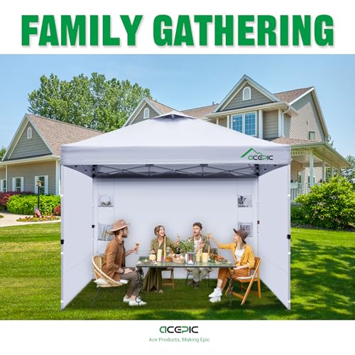 Acepic Instant Canopy Sidewalls 10x10 FT for Pop Up Canopy, Waterproof and UV Protection, 300D Polyester Canopy Walls with 6 Pockets, White/Silver(3PCS Sidewall Only, Canopy Tent NOT Included)