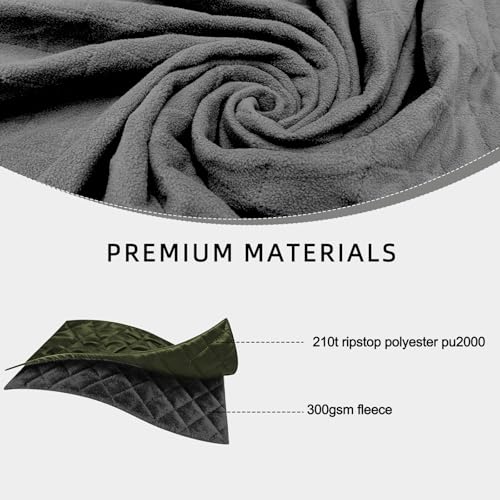 Large Waterproof Outdoor Camping Blanket, 80 x 58 inch Fleece Picnic Blankets Windproof Travel Stadium Blanket for Beaches Pets Car Camp Picnic Mat for Both Cold & Warm Weather - color: Green