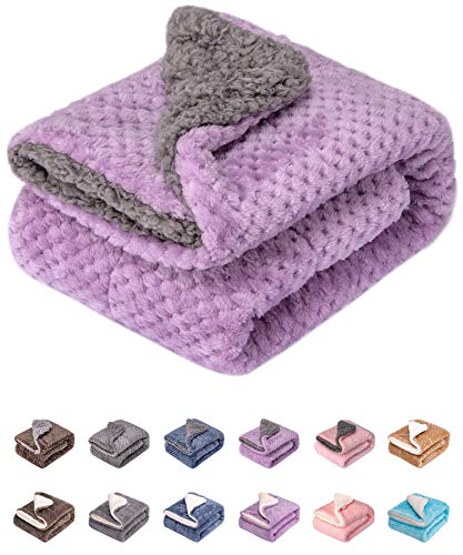 Fuzzy Dog Blanket or Cat Blanket or Pet Blanket, Warm and Soft, Plush Fleece Receiving Blankets for Dog Bed and Cat Bed, Couch, Sofa, Travel and Outdoor, Camping (Blanket (24" x 32"), DG-Lavender) - color: Dg-lavender, size: Blanket (24" x 32")