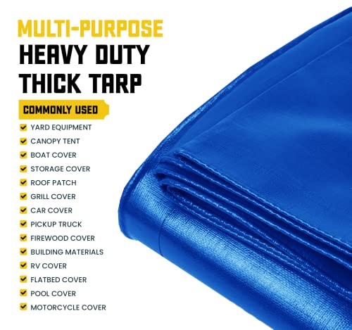 Core Tarps Classic 5 Mil Tarp Cover, Waterproof, UV Resistant, Rip and Tear Proof, Poly Tarpaulin with Reinforced Edges for Roof, Patio, Pool Cover, Boat (Blue 6′ X 8′) - color: Blue-5 Mil, size: 6′ X 8′