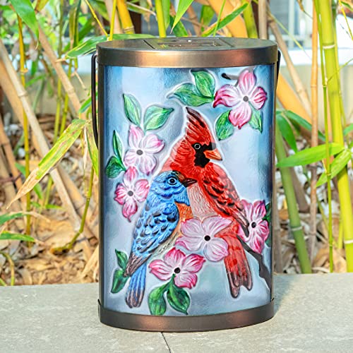 Hanging Solar Lantern Outdoor Bluebird Waterproof LED Cardinal Light Decorative Tabletop Lamp for Patio Garden Yard Decor - style: Cardinal-Bluebird