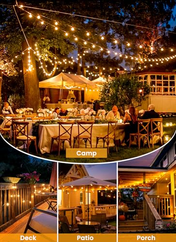 Brightown 208FT Solar String Lights Outdoor with Remote and 102 LED Shatterproof Bulbs, Dimmable & Timable, 3 Light Modes, Solar Patio String Lights Outdoor for Cafe, Garden, Deck, Outside Wedding - size: 208FT