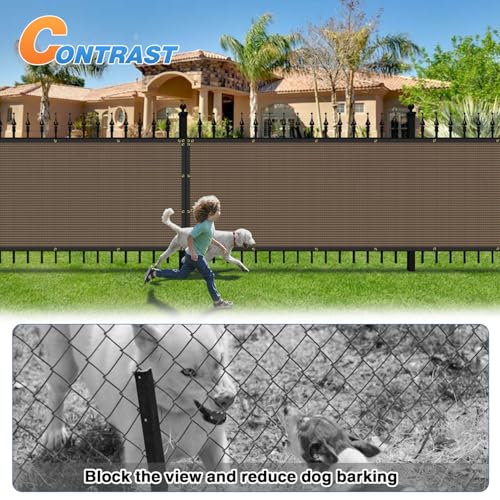 TANG 4' x 25' Privacy Fence Screen Brown Shade Cloth with Grommets, Chain Link Fence Panels Outdoor Mesh Fabric Fencing, Balcony Windscreen Cover,Temporary Garden Fencing for Yard Deck Pool - color: Brown, size: 0 4' x 25'