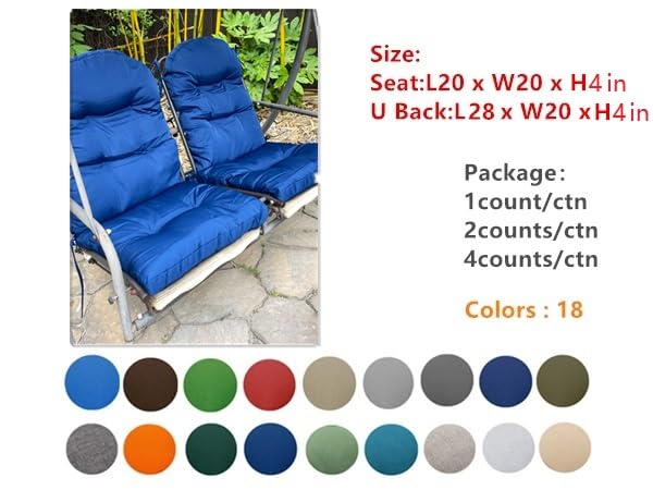 QILLOWAY Outdoor High Back Chair Cushion for Adirondack, All Weather Rocking Chair Cushions Thick Padded Replacement for Patio Furniture,Dark Grey - color: Dark Grey