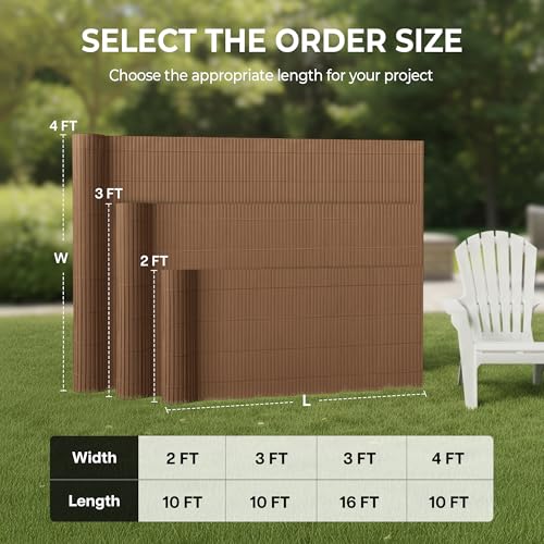 Paramondo PVC Privacy Fence Screen 14mm 3-Rib Reinforced Textured Fence Panel - No-Drill Balcony & Garden Cladding with Wind & UV Protection for Patio, Deck, Outdoor Privacy, 3×16 FT, Brown - color: Brown, size: 3×16 FT