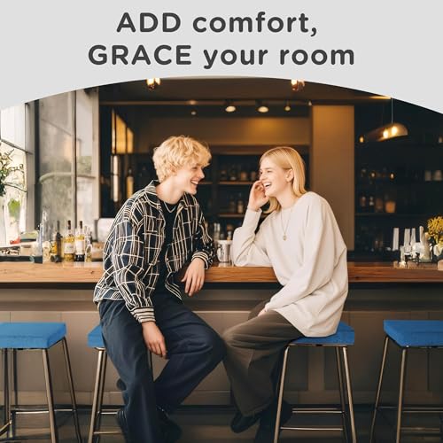 AddGrace Anti-Slip Bar Stool Cushions Square Bar Stool Seat Cushions with Ties Set of 4 Small Square Chair Pads with Machine Washable Cover 12"X12"X2" (Blue) - color: Blue