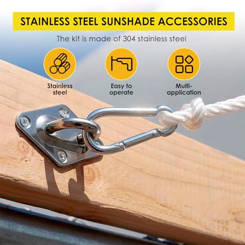 80Pcs Sun Shade Hardware Kit 6 Inch,Sunshade Hardware Kit for Triangle Rectangle Shade Sail Installation ShadeSail Fixing Accessories Stainless Steel for Garden Outdoor Patio Canopy Awning Attachment - color: Silver 80Pcs