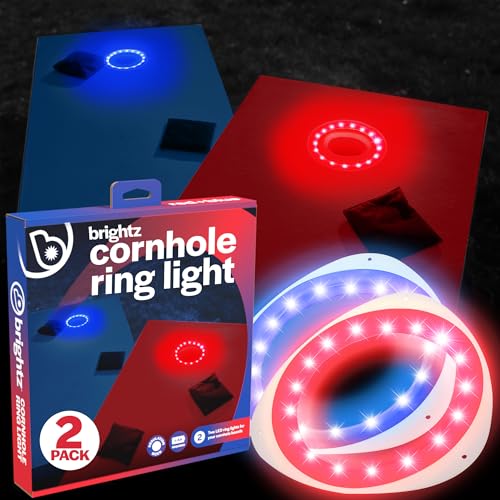 Brightz LED Cornhole Board Ring Lights, 2-Pack - 48-Hour Battery Life - Illuminate Your Game with Dazzling Glows and Ultimate Style for Non-Stop Evening Fun and Excitement (Includes Hole Lights Only) - color: Red/Blue Combo Pack (1 Red Ring & 1 Blue Ring)