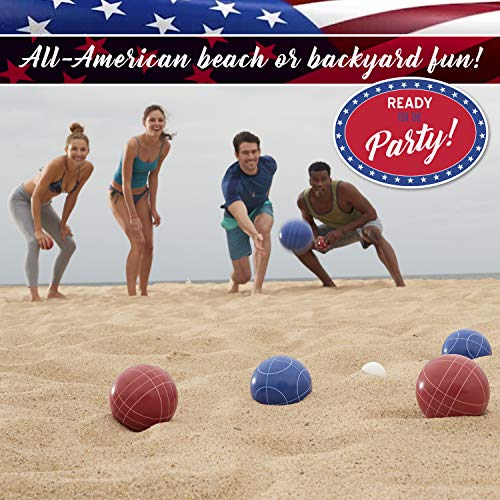 Franklin Sports Bocce Ball Set — 8 All Weather Bocce Balls and 1 Pallino — Beach, Backyard Lawn or Outdoor Party Game — Professional, American, and Starter Set Options - style: American