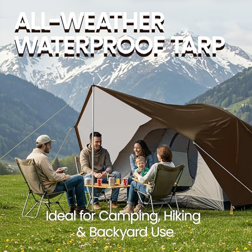 Waterproof Tarp Heavy Duty 9 Mil Thick Material - 10 x 12 Feet, Brown Sliver - color: 9mil Brown/Silver, size: 10x12 FT