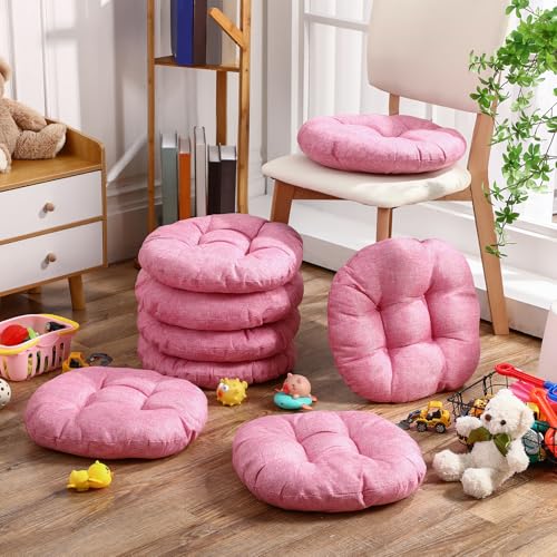 Fumete 8 Pcs 16 Inch Round Floor Cushions for Kids and Toddlers, Flexible Seating Classroom Furniture Floor Pillow for Home, Daycare, Preschool, Yoga and Meditation (Pink) - color: Pink