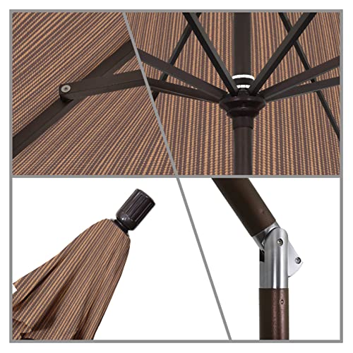 California Umbrella 9' Round Aluminum Patio Umbrella, Crank Lift, Collar Tilt, Bronze Pole, Terrace Sequoia Olefin - color: Sequoia