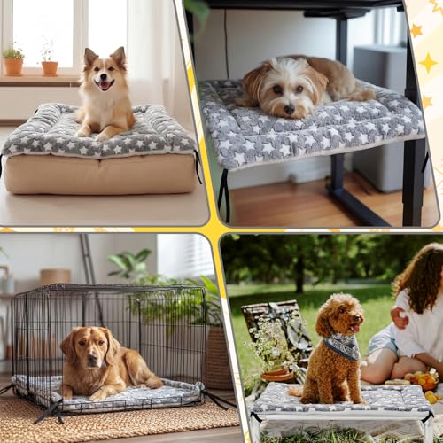 Elevated Dog Bed Cover Outdoor Dog Cot Replacement Cover for Large Crate Bed 42 x 30 Inch Warm Thermal Pet Pad Mat with Corner Straps Reversible Fleece Puppy Crate Kennel Mat - size: 42 x 30 Inch