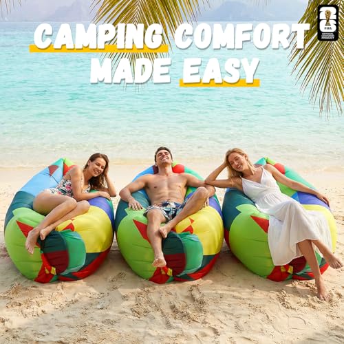 MESUCA FIFA World Cup 2026 Edition Inflatable Sun Lounger, Air Sofa, Blow Up Couch, 210T Polyester Inflatable Camping Chair is Ideal for Backyard, Beach, Travel, Picnics and Music Festivals FIFA - color: Fifa-multicolor