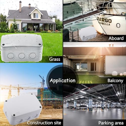 Outdoor Junction Box,Nineleaf White IP66 Weatherproof Electrical Project Boxes PVC/ABS Plastic Enclosure Box Universal Watertight 4.9 x 3.3 x 2.3 inch, with 4PK White 20mm Cable Gland Grey(1 Set) - color: White, size: Medium+4*M20