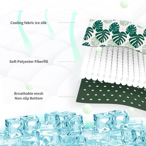 NWK Pet Cooling Mat -Q-Max>0.345 Ice Silk Cooling Mat for Dogs & Cats Portable & Washable Pet Cooling Blanket, Car Seats, Beds for Summer (Green Leaf, 20'' X 16'' X 0.3'') - color: Green Leaf, size: Small (20'' X 16'' X 0.3'')
