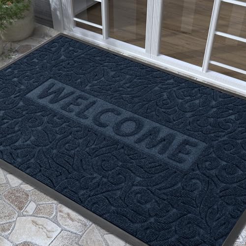 Yimobra Large Welcome Mat 60x36, Waterproof Non-Slip Outdoor Mats for Front Door Outside Entrance, Low-Profile Entryway Mat Indoor for Garage Patio, Blue - color: Blue, size: 60x36 Inch
