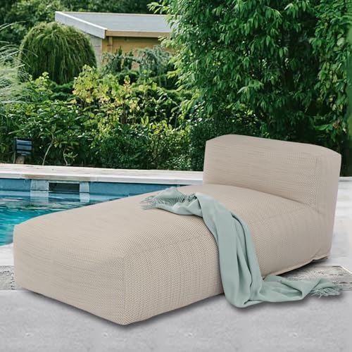 Outdoor Bean Bed Chair Sun Lounger, Outdoor Couch Sofa for Patio & Pool, Foam Filling Day Bed Furniture, Comfy Lazy Sofa for Outside, Water-Resistant Seating (Light Orange, 70'' L) - color: Light Orange, size: 70'' L Standard Back