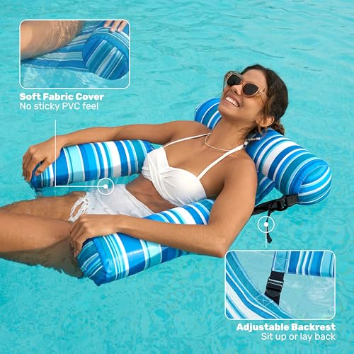 SLOOSH Inflatable Pool Floats Adult,2 Packs Floating Lounge Chairs,Blow up Pool Noodles for Adult Heavy Duty,Floating Chair for Party Summer Water Beach Lake Fun - style: Stripe