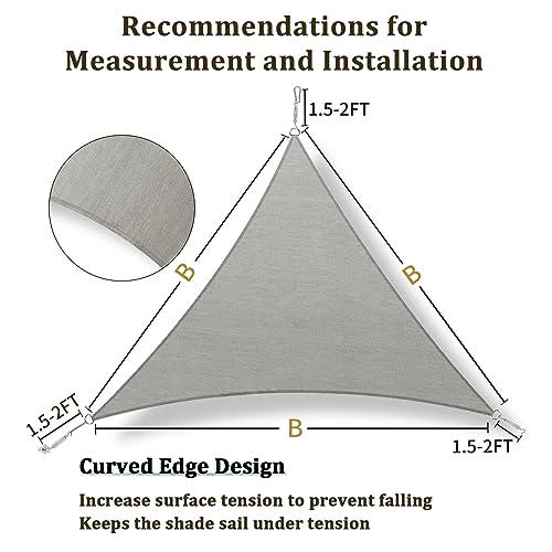 Shade&Beyond Triangle Sun Shade Sail 10'X10'X10' Permeable Canopy Light Grey for Patio Garden Yard Deck Pergola (We Make Custom Size) - color: Light Grey, size: 1 0' X 1 0' X 1 0', style: Triangle