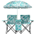 Double Folding Camping Chair W/Umbrella Fold Up Table Beverage Holder Carrying Bag Cooler for Patio Pool Park Outdoor Beach, Picnic, Portable (Pineapple) - color: Pineapple