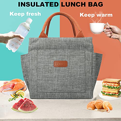 Joymee Lunch Bag Women Insulated Lunch Box Reusable Leakproof Large Spacious Tote for Women Men Adult with Bottle Holder and Side Pockets for Work Picnic Travel - Grey - color: 04 Gray
