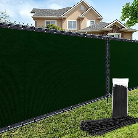 180GSM 5ft x 25ft Fence Privacy Screen Heavy Duty Fence Cover Garden Wall Backyard Dark Green - color: Dark Green, size: 5'x25'
