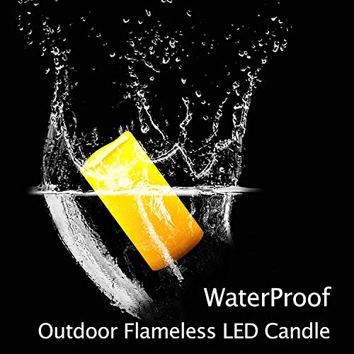 2 PCS 3" x6" Waterproof Outdoor Battery Operated Flameless LED Pillar Candles with Timer Flickering Plastic Resin Electric Decorative Light for Lantern Patio Garden Home Decor Party Wedding Decoration - color: Waterproof Pillar Candles (3" x 6") - 2 Pack