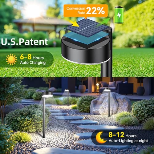 Ahaorigin 6 Pack Solar Pathway Lights Outdoor, 12 Brighter LED Solar Lights Outdoor Waterproof, Up to 12 Hrs Modern Path Light for Yard Garden Walkway Driveway Lawn, Cool White - color: Cool White, size: 6 Pack