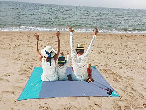 Ultra Picnic Blanket- Portable Pocket Picnic Sheet for Outdoor Multiple Use,Best Mat for Travel & Festivals, Lightweight Waterproof & Quick Drying with 4 Portable Tent Pegs (Blue)