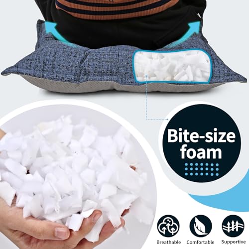 SINSOSSO Large Floor Pillow 22", Thickened Bite-Size Memory Foam Square Non-Slip Cushion for Office Back Support/Indoor Yoga/Chair Seat, Fashionable Color-Blocked Fabric & Washable, Blue, 1 PCS - color: Blue