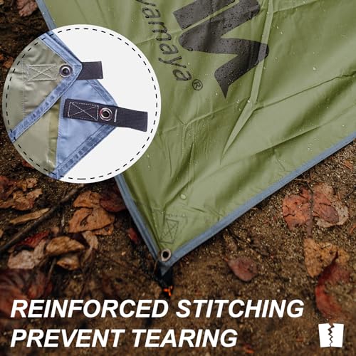 AYAMAYA Camping Tarp with Poles Heavy Duty, 10 x 10 FT Extra Large Waterproof Tarp Tent Awning, Hammock Rain Fly Sun Shelter for Camping, Beach, Picnic, Outdoor Activities