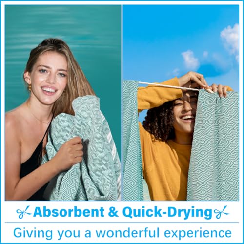 Oversized Turkish Beach Towel Blanket XXL Cotton Sandproof Towels Boho Woven Extra Large Big Sand Free Giant Throw Blankets Huge Quilt XL Picnic Camping Necessities Cloud For Adult Gifts Teal - color: Z Teal Mtb, size: XXXL(88x82 IN,224x208 CM)