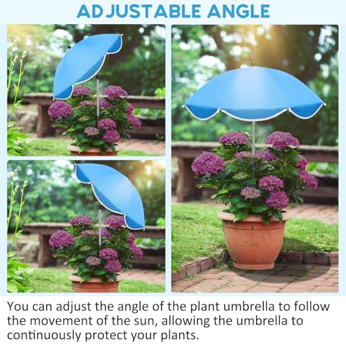 QRRICA 23.6" Adjustable Garden Umbrella Shade for Outdoor Use, Potted Greenery & Garden Beds – Angle-Adjustable Sun Protection - color: 4-pack