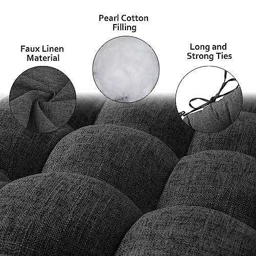 ELFJOY Lounge Chair Cushion Faux Linen Zero Gravity Chair Cushion with Ties Thick Padded Long Bench Cushion for Recliner Chaise Longue Sun Lounger Bench Porch Swing Dark Grey 63 Inch - color: Dark Grey