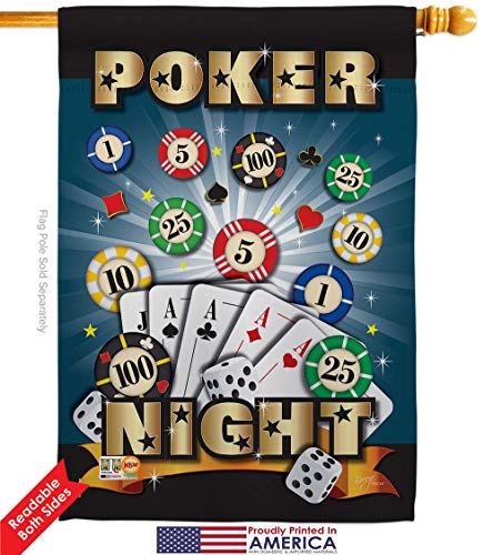 Poker Night House Flag Set Interests Game Bunco Dice Bingo Hobbies Leisure Activity Small Decorative Gift Yard Banner Double-Sided Made In USA 28 X 40