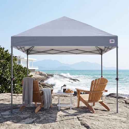 ABCCANOPY 8x8 Pop Up Canopy Tent, Easy Setup Instant Shelter with Wheeled Bag, Heavy Duty Outdoor Canopy for Beach, Market, Backyard, UV Protection, Outdoor Weather Protection (Light Gray, 8x8) - color: Light Gray, size: 8x8