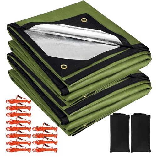 RedSwing 2-Pack Heavy Duty Survival Blanket, Waterproof Emergency Thermal Tarp, Multipurpose Reflective Insulated All Weather Blankets for Camping Hiking, Green,11.8 x 8.5 ft - color: 2-pack Green 142"x102"