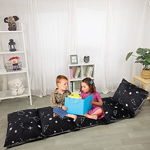 Floor Lounger Pillow casing for boy Girl,Without pillow, Soft Minky Plush, Black Constellation Print, Cover/Sleeve Only! Perfect Reading, Watching TV Cushion - great for Sleepovers, Queen Size; - color: Black Constellation, size: Queen (Pack of 1)